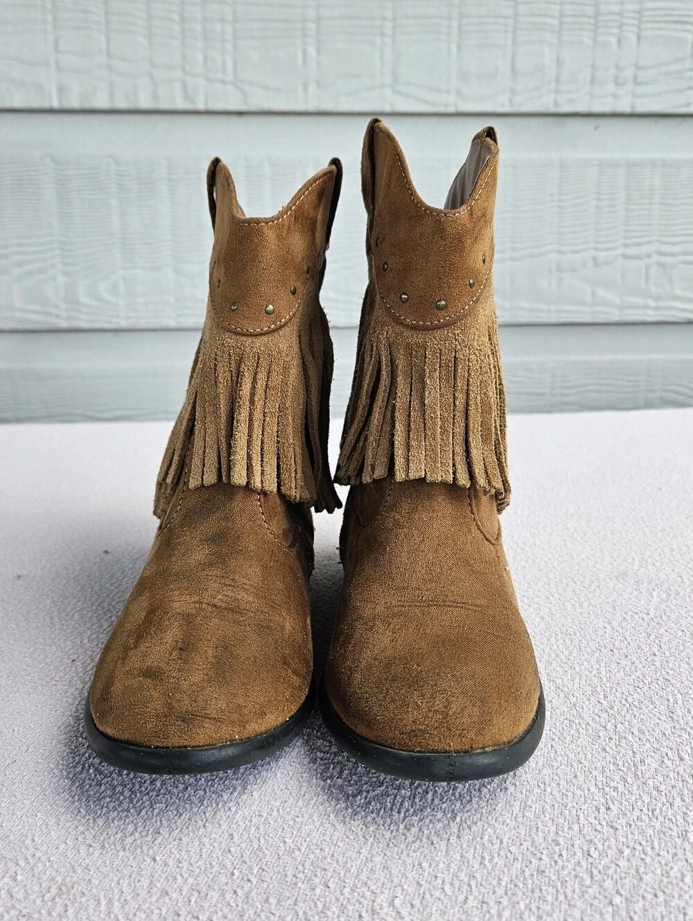 Cat & Jack Fringe Brown Boot Girl SZ 12 Half Zip Boho Western Country Rodeo